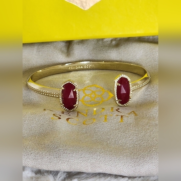 NWOT Kendra Scott Gold & Ruby Cuff Bracelet - Picture 7 of 8